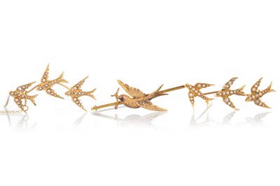 Lot 477 - TWO SWALLOW BROOCHES AND ANOTHER