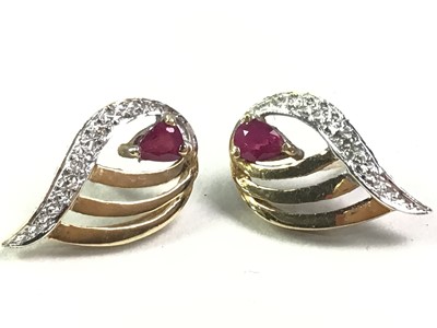 Lot 283 - PAIR OF RUBY AND DIAMOND EARRINGS