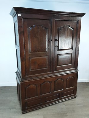 Lot 1483 - GEORGE III OAK LIVERY CUPBOARD