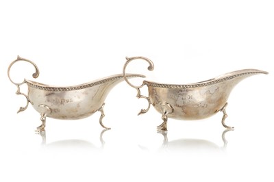 Lot 1073 - PAIR OF EDWARDIAN SILVER GRAVY BOATS