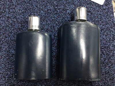 Lot 111 - LEATHER CASED DUO DRINK FLASKS