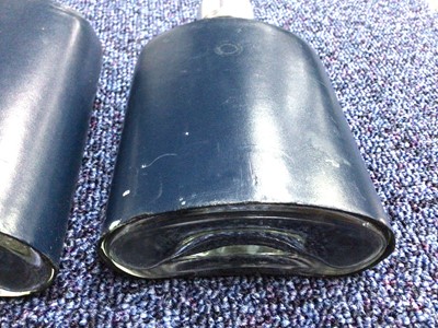 Lot 111 - LEATHER CASED DUO DRINK FLASKS