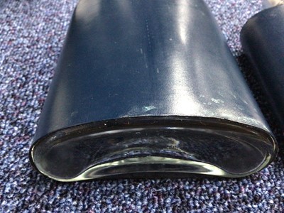 Lot 111 - LEATHER CASED DUO DRINK FLASKS