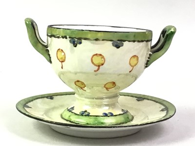 Lot 332 - ANN MCBETH, GLASGOW SCHOOL OF ART HAND PAINTED CUP AND SAUCER