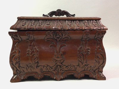 Lot 323 - REPRODUCTION MAHOGANY CARVED  BOX