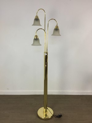 Lot 463 - MODERN BRASS THREE BRANCH STANDARD LAMP