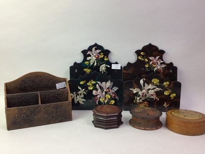 Lot 467 - PAIR OF PAPIER MACHE WALL HANGING MAGAZINE RACKS