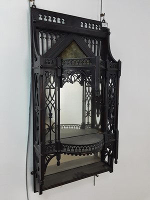 Lot 471 - VICTORIAN EBONISED AESTHETIC WALL SHELF