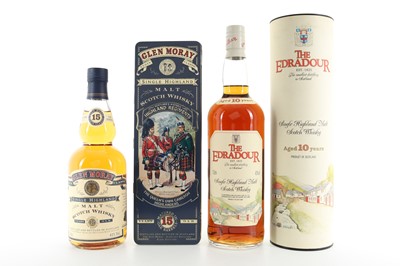 Lot 167 - GLEN MORAY 15 YEAR OLD HIGHLAND REGIMENTS AND EDRADOUR 10 YEAR OLD 1L