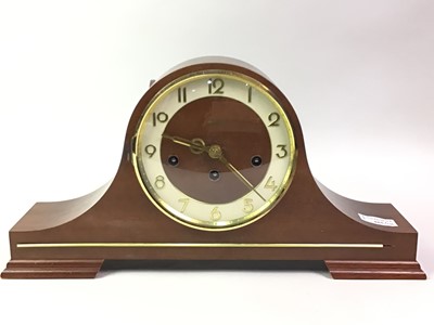 Lot 485 - WALNUT MANTEL CLOCK