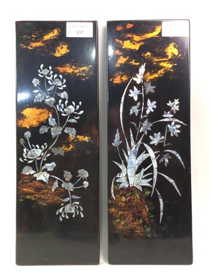 Lot 537 - TWO CHINESE LACQUERED PANELS