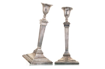 Lot 1076 - PAIR OF SILVER CANDLESTICKS