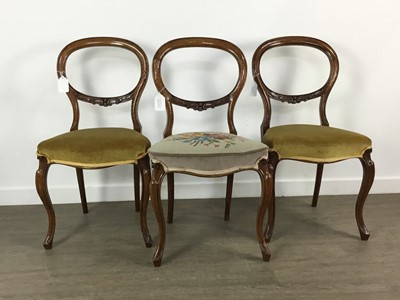 Lot 359 - SET OF THREE VICTORIAN WALNUT BALLOON BACK CHAIRS