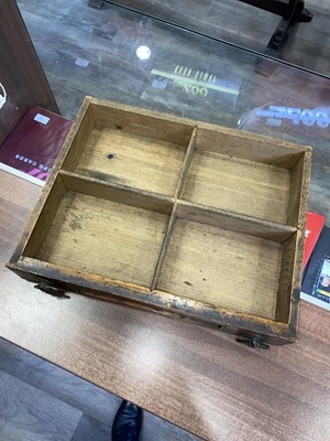 Lot 1486 - VICTORIAN OAK HABERDASHERY COUNTER TOP CHEST