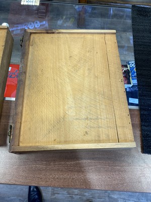 Lot 1486 - VICTORIAN OAK HABERDASHERY COUNTER TOP CHEST