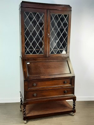 Lot 654 - OAK BUREAU BOOKCASE