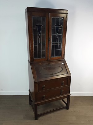 Lot 655 - OAK BUREAU BOOKCASE