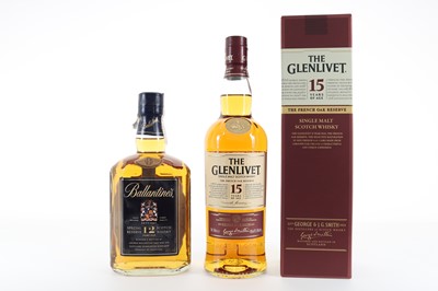 Lot 151 - GLENLIVET 15 YEAR OLD FRENCH OAK RESERVE AND BALLANTINE'S 12 YEAR OLD