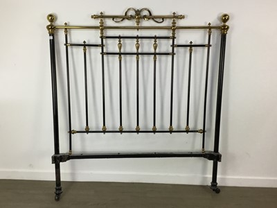 Lot 509 - VICTORIAN CAST IRON AND BRASS BED FRAME