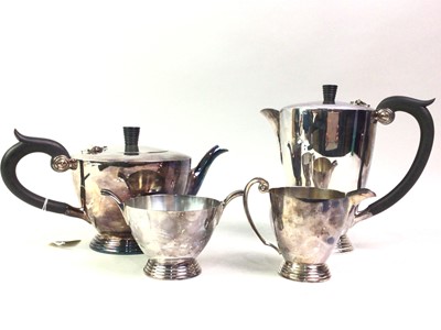 Lot 620 - ART DECO STYLE FOUR PIECE PLATED TEA SERVICE