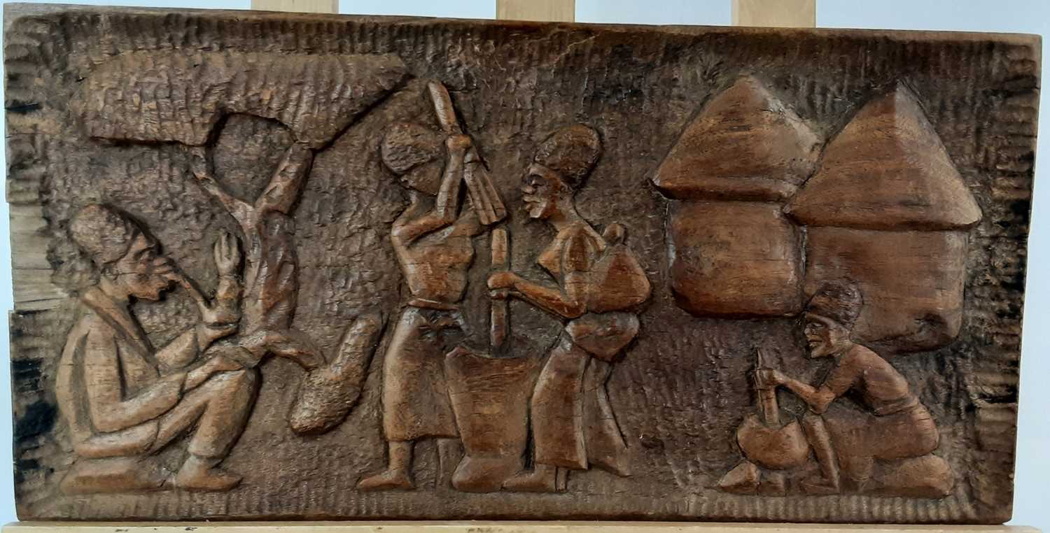 Lot 3 - AFRICAN TRIBAL ART HARDWOOD PANEL