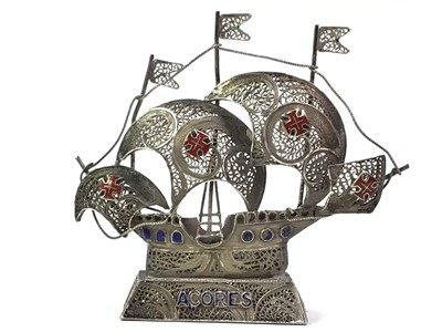 Lot 184 - WHITE METAL MODEL OF THE SHIP 'ACORES'