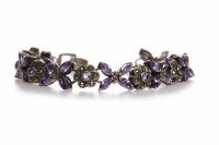 Lot 115 - SILVER AMETHYST SET BRACELET with amethyst and...