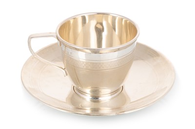 Lot 1091 - GEORGE V SILVER CUP AND SAUCER SET