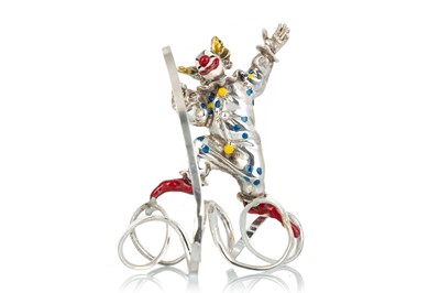 Lot 1116 - SILVER AND ENAMEL MINIATURE FIGURE