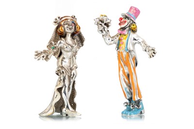 Lot 1117 - TWO SILVER AND ENAMEL MINIATURE FIGURES