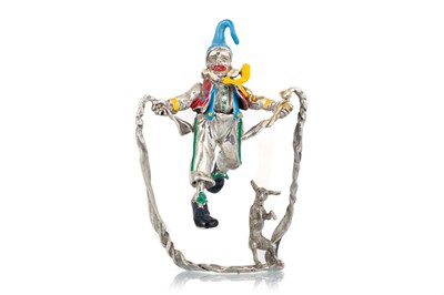 Lot 1118 - SILVER AND ENAMEL MINIATURE FIGURE