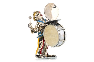 Lot 1122 - SILVER AND ENAMEL MINIATURE FIGURE