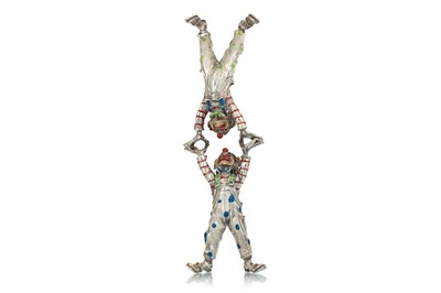 Lot 1125 - SILVER AND ENAMEL MINIATURE FIGURAL GROUP