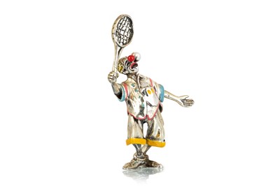 Lot 1131 - SILVER AND ENAMEL MINIATURE FIGURE