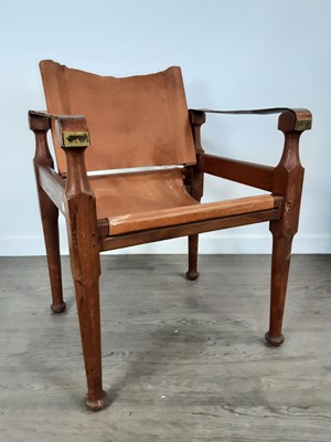 Lot 426 - MICHAEL D`SOUZA MUFTI, ITALIAN TEAK AND TAN LEATHER SAFARI CHAIR