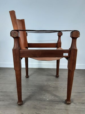 Lot 426 - MICHAEL D`SOUZA MUFTI, ITALIAN TEAK AND TAN LEATHER SAFARI CHAIR