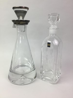 Lot 139 - CONTEMPORARY SILVER MOUNTED GLASS DECANTER