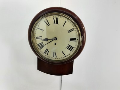 Lot 1058 - MAHOGANY CASED DROP DIAL FUSEE WALL CLOCK