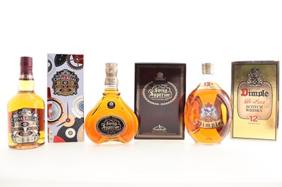 Lot 266 - JOHNNIE WALKER SWING 75CL, DIMPLE 12 YEAR OLD 1L AND CHIVAS REGAL 12 YEAR OLD