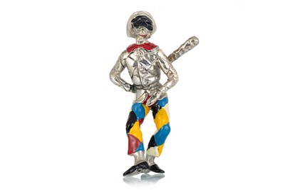 Lot 1134 - SILVER AND ENAMEL MINIATURE FIGURE