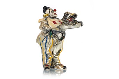 Lot 1136 - SILVER AND ENAMEL MINIATURE FIGURE