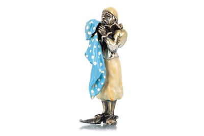 Lot 1140 - SILVER AND ENAMEL MINIATURE FIGURE