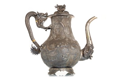 Lot 1501 - CHINESE SILVER BALUSTER COFFEE POT