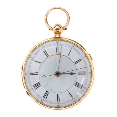 Lot 826 - EIGHTEEN CARAT GOLD OPEN FACE POCKET WATCH