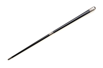 Lot 1155 - GEORGE V EBONY SILVER MOUNTED CONDUCTORS BATON