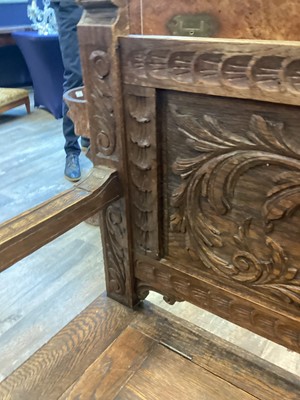 Lot 1533 - CARVED OAK HALL SETTLE