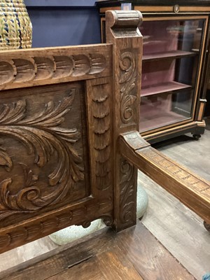 Lot 1533 - CARVED OAK HALL SETTLE