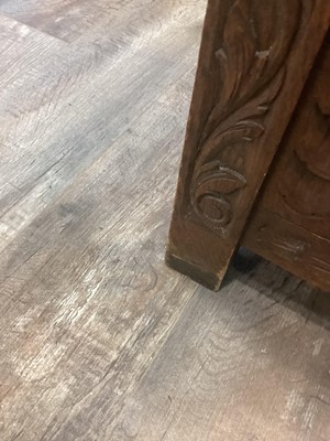 Lot 1533 - CARVED OAK HALL SETTLE