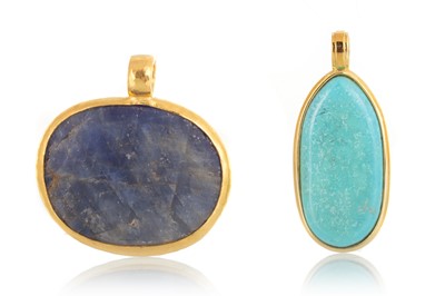 Lot 574 - TWO GEM SET PENDANTS