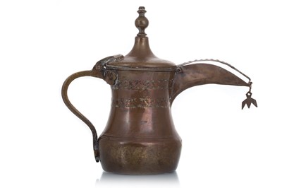 Lot 1499 - ISLAMIC COPPER DALLAH COFFEE POT